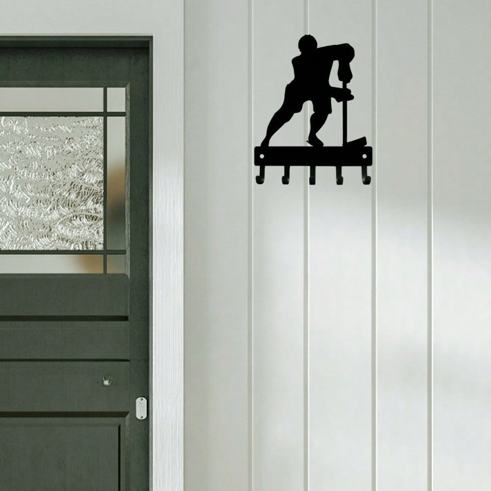 1PC Vintage ice hockey keyframe iron hook. Hand-forged with skate blade detailing. Matte black rust-proof finish. Perfect for jerseys or gear. Athletic wall decor.Suitable for modern home decor, home decoration, room decor, bedroom decor, bathroom decor, Main image