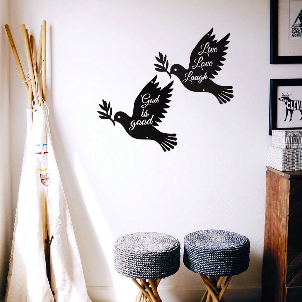 1PC Life’s joy shines bright, God blesses every home. Peace Dove Metal Wall Art – Elegant decor for indoor & outdoor harmony.Suitable for modern home decor, home decoration, room decor, bedroom decor, bathroom decor, waterproof, rust proof and durable,wal Main image