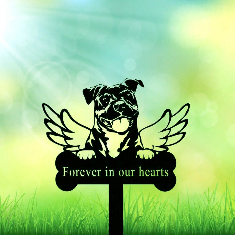 1pc Handcrafted Dog Memorial Stake – A timeless metal tribute to honor your beloved pet. This elegant sympathy sign serves as a heartfelt grave marker or remembrance stake, blending solemnity with artistry.Suitable for modern home decor, home decoration, Main image