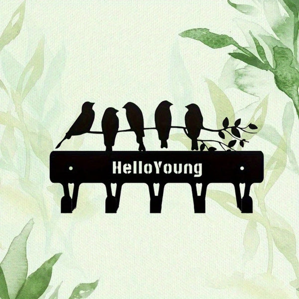 An elegant wall-mounted metal rack decorated with birds and flowers. Perfect for hanging keys, hats, towels and coats. Space-saving, stylish and beautiful with durable wrought iron craftsmanship. Waterproof, rust-resistant and durable.
