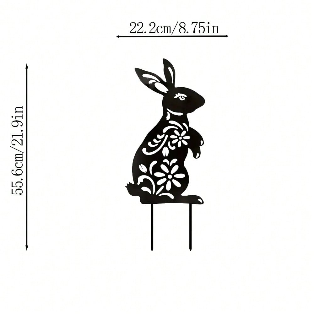 1 PC Black Metal Iron Rabbit Garden Stakes - Exquisite outdoor decorative ground plugs, perfect for rabbit lovers to add vibrant charm to gardens and yards. A unique personalized gift idea.Suitable for garden、jardin、garten，garden decor，holiday essentials，