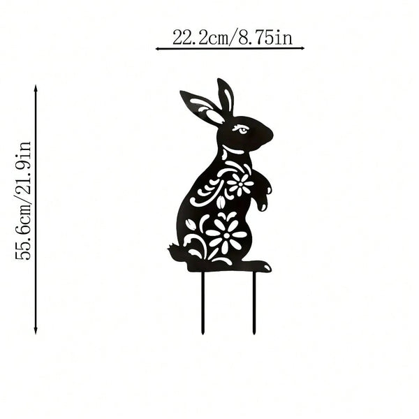 1 PC Black Metal Iron Rabbit Garden Stakes - Exquisite outdoor decorative ground plugs, perfect for rabbit lovers to add vibrant charm to gardens and yards. A unique personalized gift idea.Suitable for garden、jardin、garten，garden decor，holiday essentials，