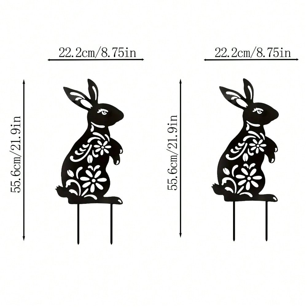 1 PC Black Metal Iron Rabbit Garden Stakes - Exquisite outdoor decorative ground plugs, perfect for rabbit lovers to add vibrant charm to gardens and yards. A unique personalized gift idea.Suitable for garden、jardin、garten，garden decor，holiday essentials，
