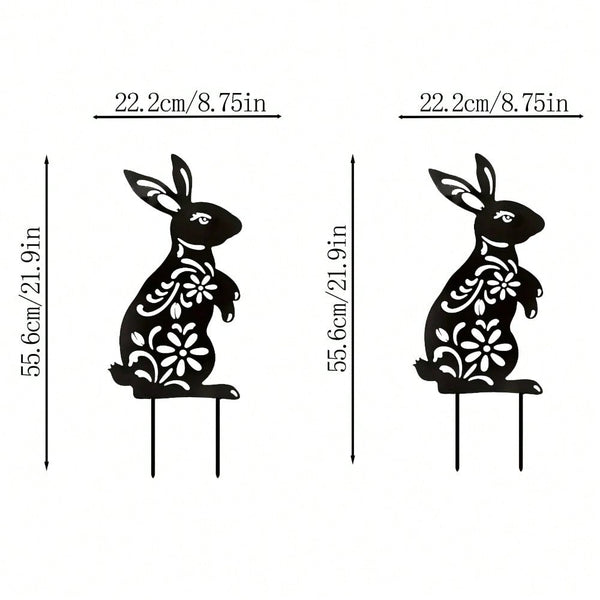 1 PC Black Metal Iron Rabbit Garden Stakes - Exquisite outdoor decorative ground plugs, perfect for rabbit lovers to add vibrant charm to gardens and yards. A unique personalized gift idea.Suitable for garden、jardin、garten，garden decor，holiday essentials，