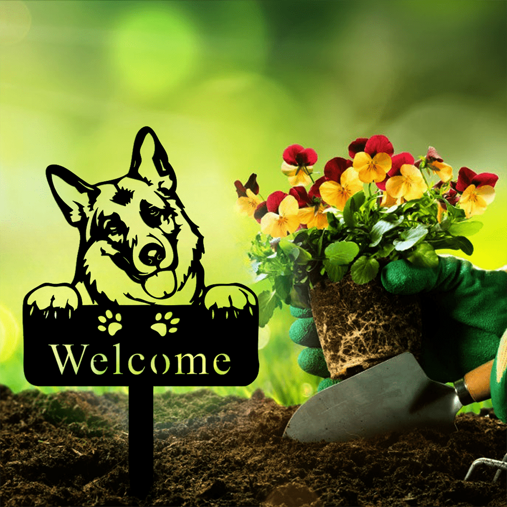 1pc Personalized Metal Pet Dog Memorial Stake – Custom Garden Marker, Yard Tribute for Beloved Dogs, Durable Outdoor Remembrance Sign.Suitable for garden、jardin、garten，garden decor，holiday essentials，geburtstag deko，century old baking paint process, high- Main image
