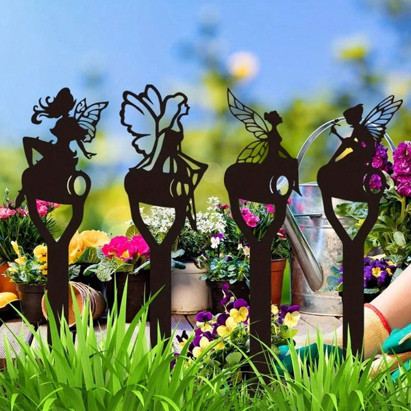 1-Piece Enchanted Garden Ornaments - Whimsical fairy inserts in the shape of a naughty elf holding a spade, perfect for outdoor wall decorations and garden party embellishments. Made with a century-old paint process