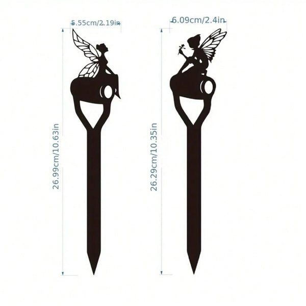 1-Piece Enchanted Garden Ornaments - Whimsical fairy inserts in the shape of a naughty elf holding a spade, perfect for outdoor wall decorations and garden party embellishments.