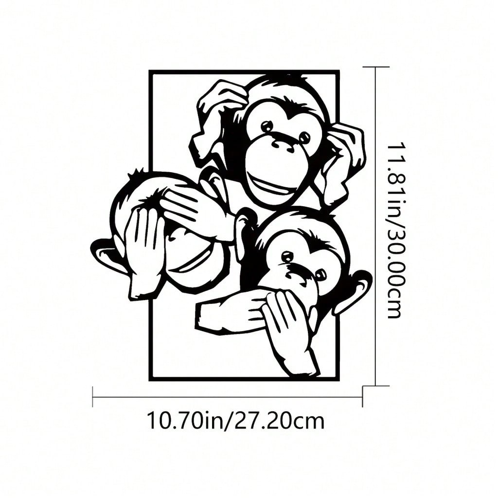 1pc Stylish coconut & monkey themed iron wall art decor, tropical bedroom sticker murals, modern 3D metal crafts for living room & kids room aesthetic enhancement.Suitable for modern home decor, home decoration, room decor, bedroom decor, bathroom decor, Secondary image