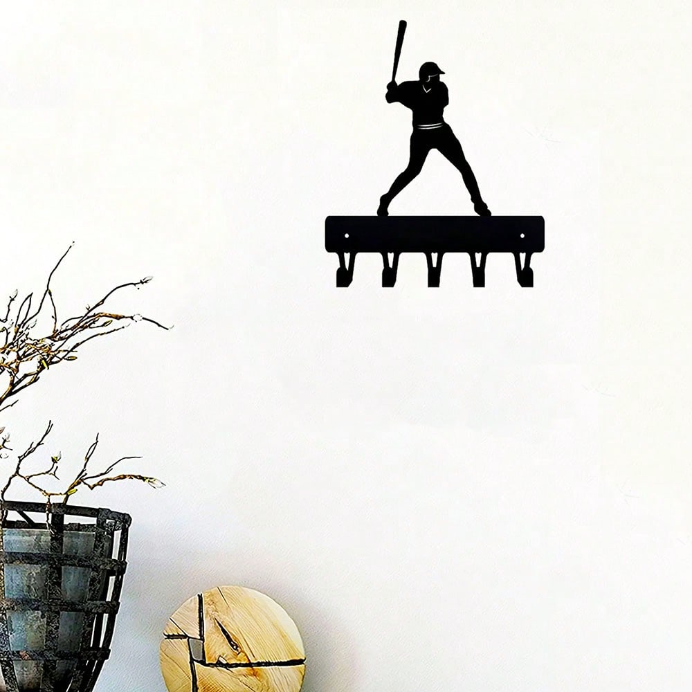 1pc Baseball & Hockey Themed Metal Wall Hooks – Handcrafted Iron Key Holder, Coat Rack, or Towel Hanger with Sporty Design for Home Decor.Suitable for modern home decor, home decoration, room decor, bedroom decor, bathroom decor, waterproof, rust proof an Main image