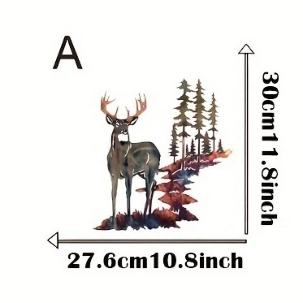 1pc Elegant Metallic Iron Art Deer & Forest Wall Decor – Rustic European-American Style for Living Rooms, Homes, Offices & More.Suitable for modern home decor, home decoration, room decor, bedroom decor, bathroom decor, waterproof, rust proof and durable, Secondary image