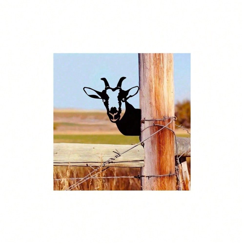 1PC Vintage iron silhouette goat-shaped garden ornament - perfect for farm fence posts, display racks, or as rustic wall decor. This handcrafted plaque adds charming rustic flair to homes, rooms, and outdoor spaces.Suitable for garden、jardin、garten，garden Main image
