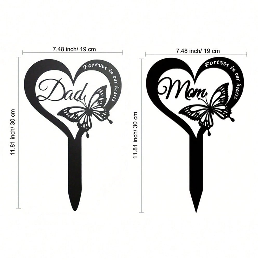 1 waterproof butterfly commemorative plaque - elegant metal tombstone piles are suitable for cemeteries, durable wrought iron to pay homage to the resting place of fathers.
