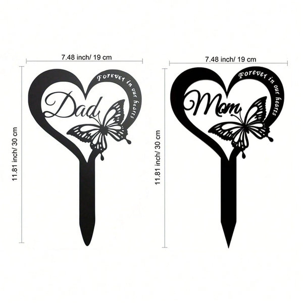 1 waterproof butterfly commemorative plaque - elegant metal tombstone piles are suitable for cemeteries, durable wrought iron to pay homage to the resting place of fathers.
