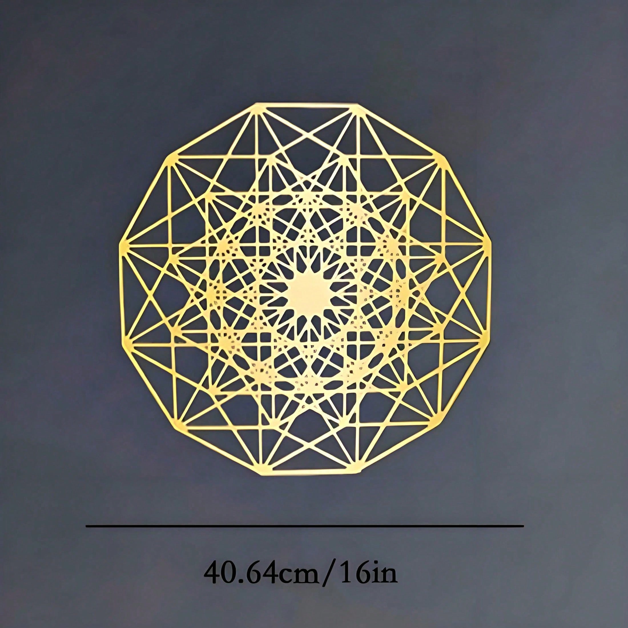 Brilliant Sacred Geometric Metal Wall Ornament - Gold - Decorated Decorative Token, Apt for Cheering Up Living Rooms in Eid al - Fitr Festivities, Hanging Ornaments.，Suitable for modern home decor, home decoration, room decor, bedroom decor, bathroom deco Secondary image