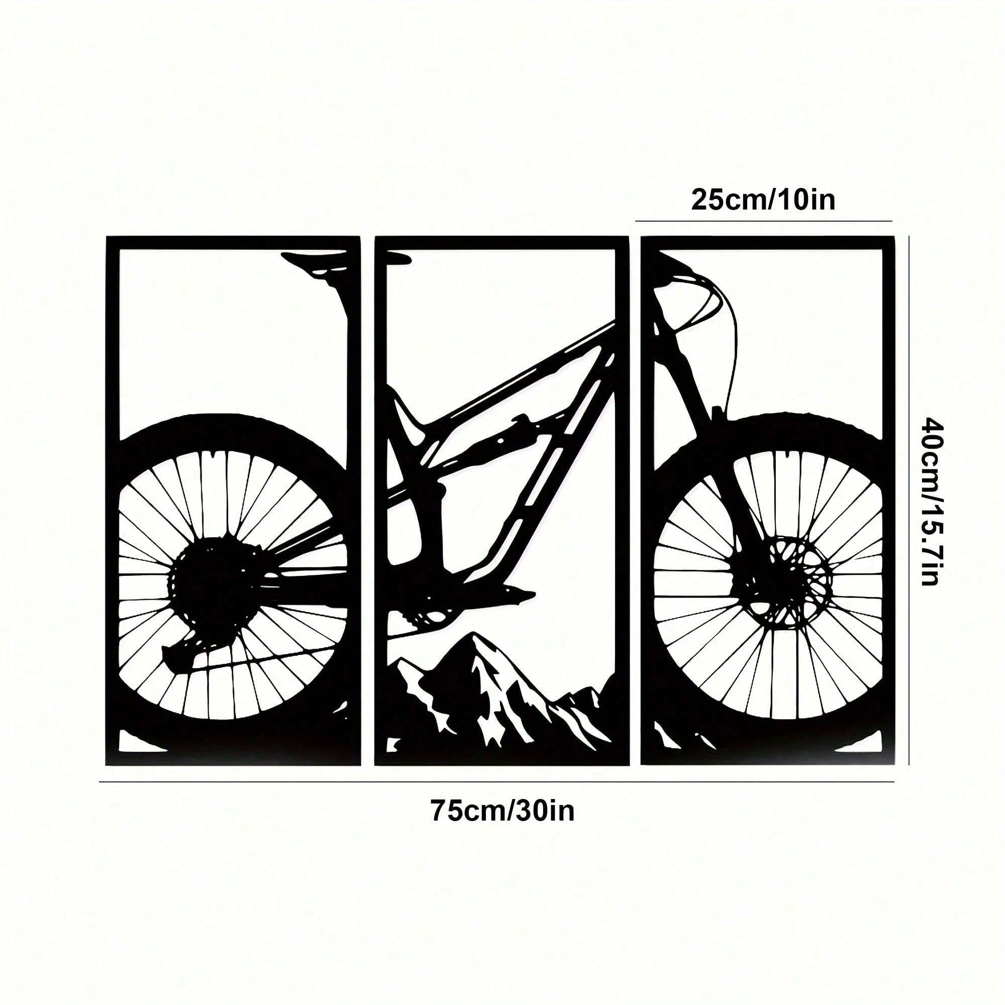 3pcs Mountain Bike/Musical Instruments Music Style Metal Wall Decor Home Living Room Office Music Classroom Restaurant Hanging Outdoor and Indoor Wall Decor，Suitable for modern home decor