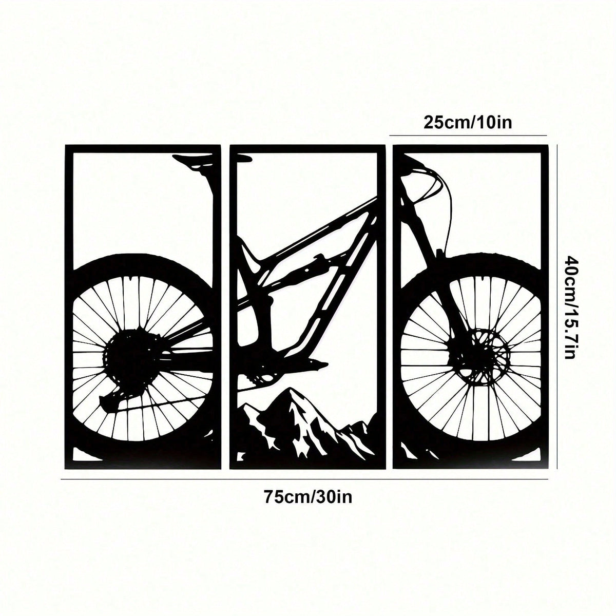 3pcs Mountain Bike/Musical Instruments Music Style Metal Wall Decor Home Living Room Office Music Classroom Restaurant Hanging Outdoor and Indoor Wall Decor，Suitable for modern home decor