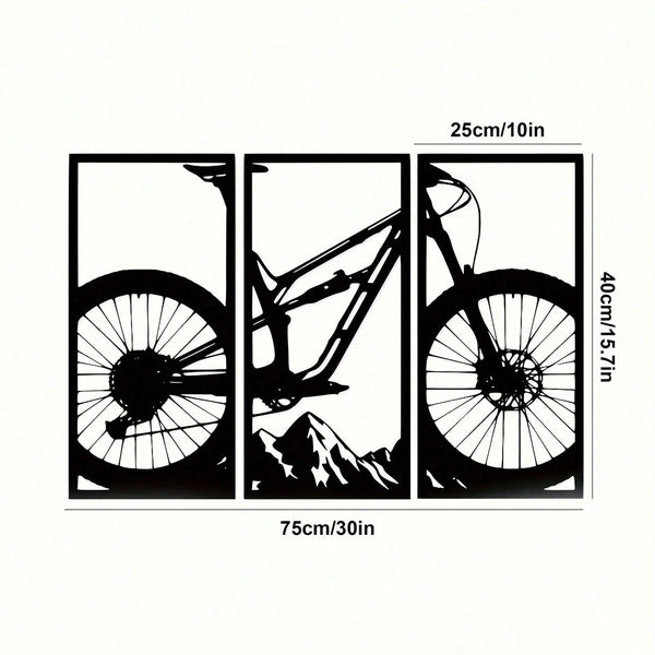3pcs Mountain Bike/Musical Instruments Music Style Metal Wall Decor Home Living Room Office Music Classroom Restaurant Hanging Outdoor and Indoor Wall Decor，Suitable for modern home decor