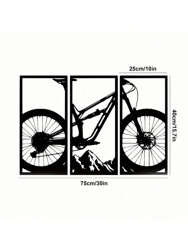 3pcs Mountain Bike/Musical Instruments Music Style Metal Wall Decor Home Living Room Office Music Classroom Restaurant Hanging Outdoor and Indoor Wall Decor，Suitable for modern home decor