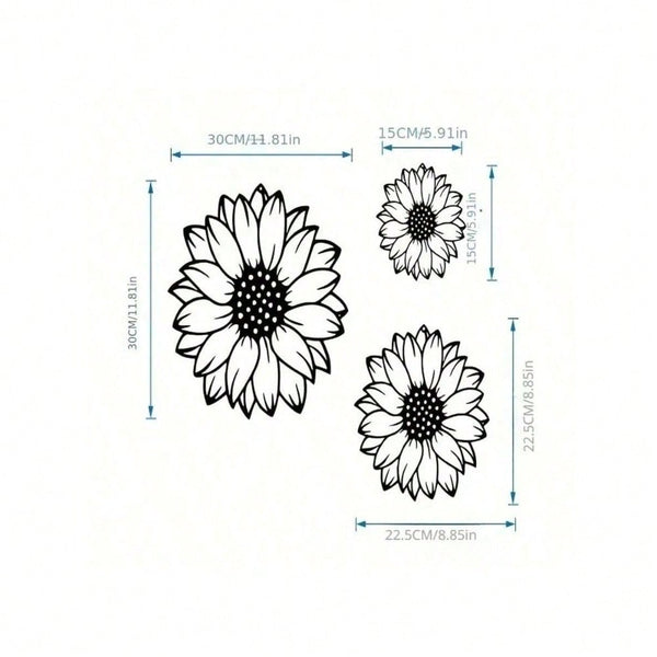3pcs Sunflower Metal Wall Art - Rustic Garden Decor for Indoor/Outdoor Use, Perfect for Living Room, Bedroom, Terrace, Porch, Fence Hanging, No Power Needed, Garden Wall Art | Sunflower Design