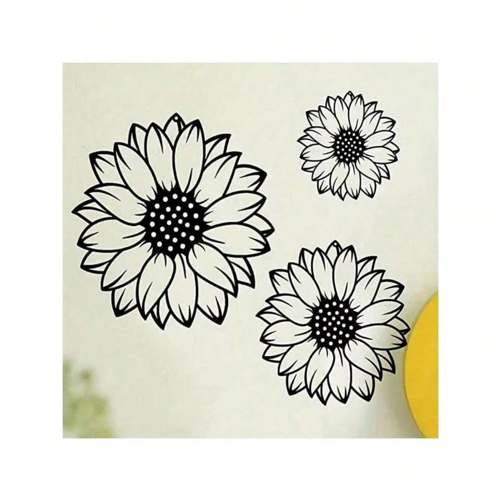 3pcs Sunflower Metal Wall Art - Rustic Garden Decor for Indoor/Outdoor Use, Perfect for Living Room, Bedroom, Terrace, Porch, Fence Hanging, No Power Needed, Garden Wall Art | Sunflower Design