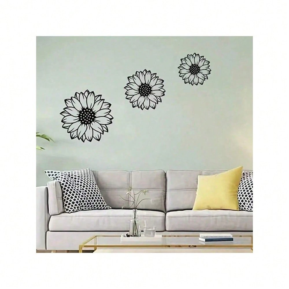 3pcs Sunflower Metal Wall Art - Rustic Garden Decor for Indoor/Outdoor Use, Perfect for Living Room, Bedroom, Terrace, Porch, Fence Hanging, No Power Needed, Garden Wall Art | Sunflower Design