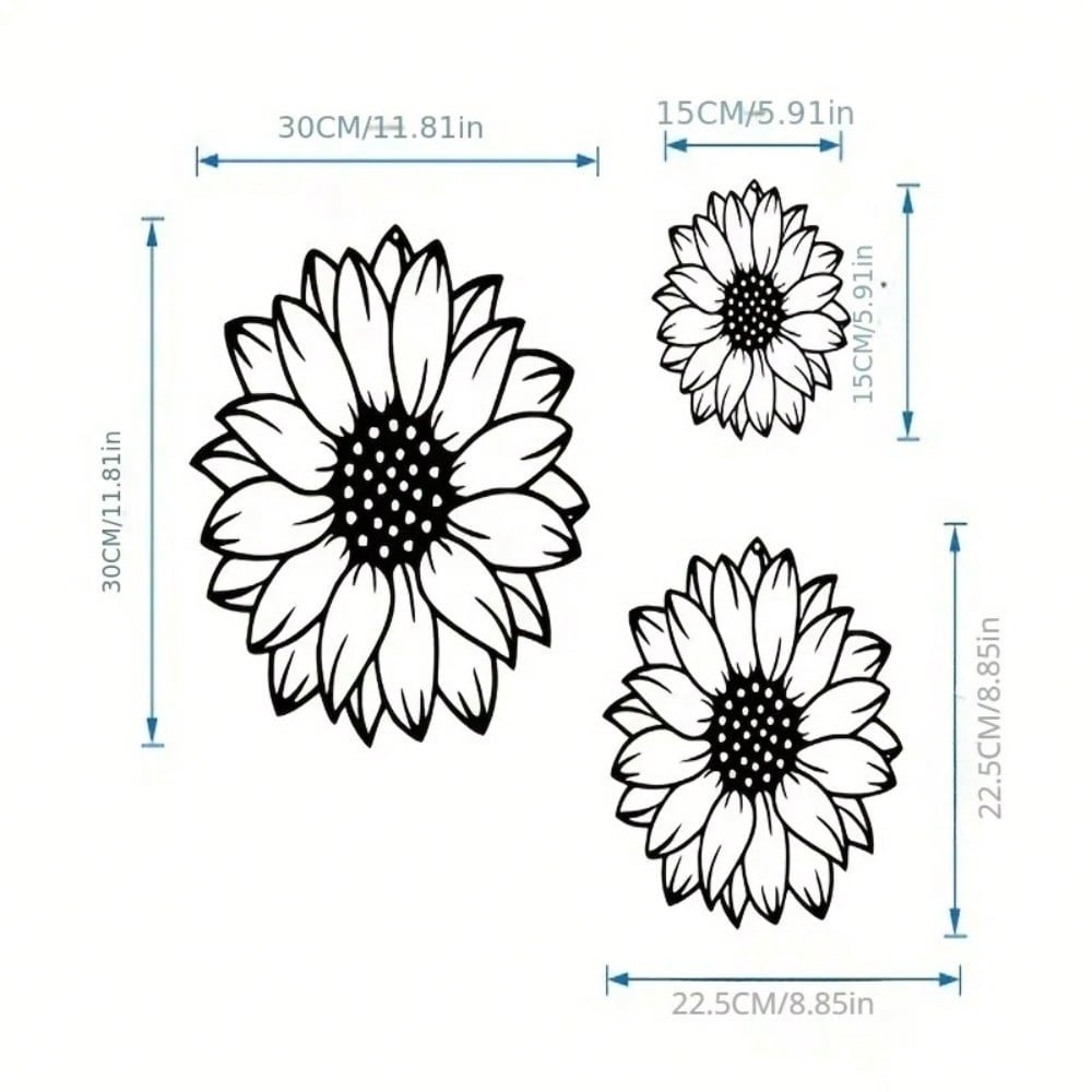 3pcs Sunflower Metal Wall Art - Rustic Garden Decor for Indoor/Outdoor Use, Perfect for Living Room, Bedroom, Terrace, Porch, Fence Hanging, No Power Needed, Garden Wall Art | Sunflower Design Secondary image