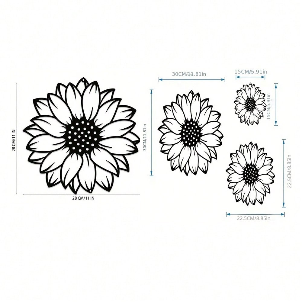 3pcs Sunflower Metal Wall Art - Rustic Garden Decor for Indoor/Outdoor Use, Perfect for Living Room, Bedroom, Terrace, Porch, Fence Hanging, No Power Needed, Garden Wall Art | Sunflower Design