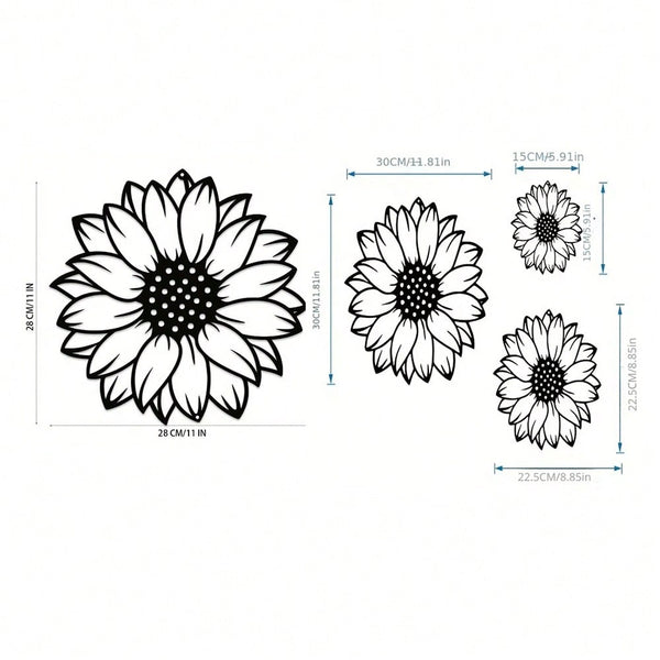 3pcs Sunflower Metal Wall Art - Rustic Garden Decor for Indoor/Outdoor Use, Perfect for Living Room, Bedroom, Terrace, Porch, Fence Hanging, No Power Needed, Garden Wall Art | Sunflower Design