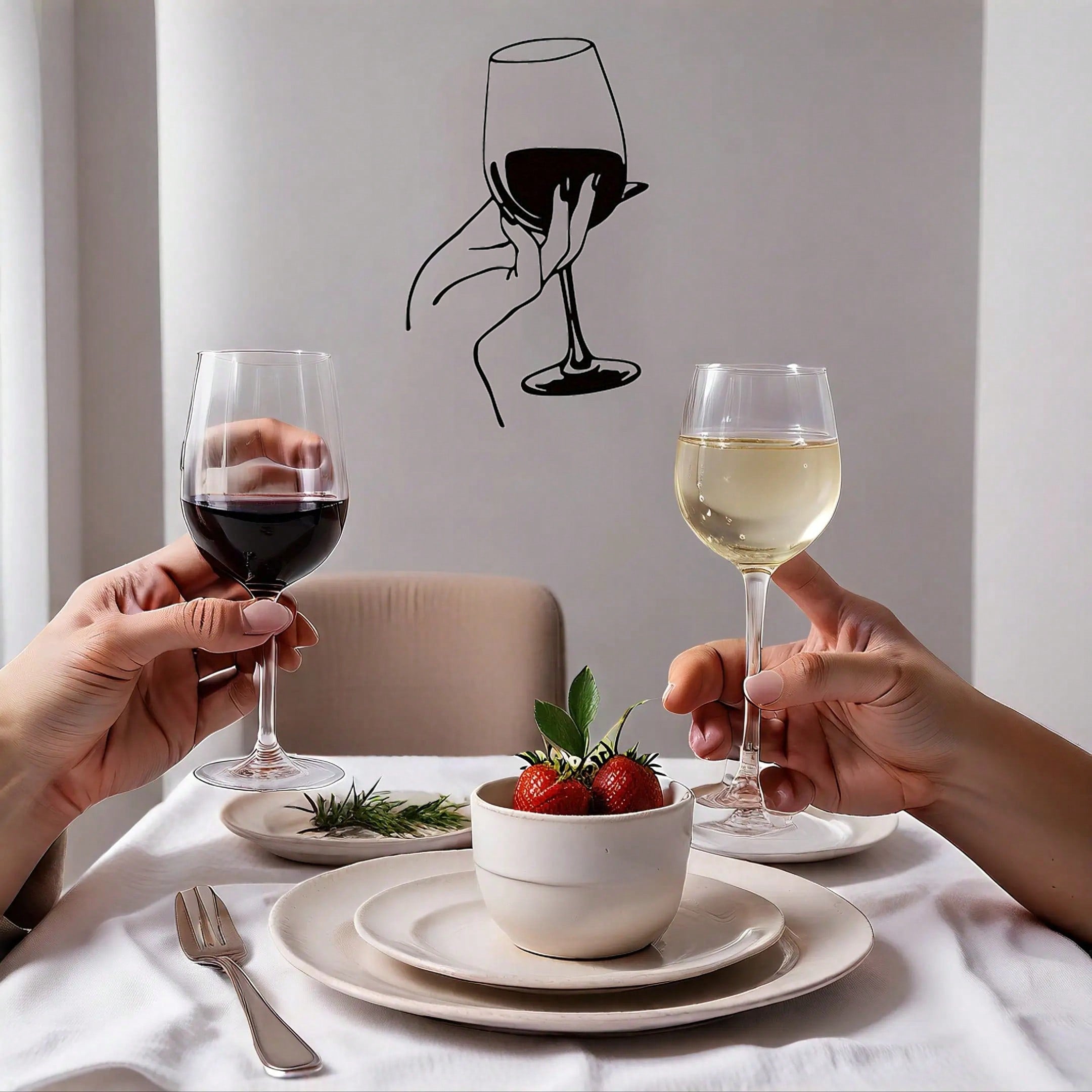 1 Pc Metal Handheld Red Wine Cup Wall Painting Wine Cup Silhouette Bar Decoration Wall Hanging Home Indoor Outdoor Art Wall Decoration Bedroom Decoration Living Room Decoration Restaurant Decoration Study Decoration Metal Pendant,Suitable For Modern Home Main image