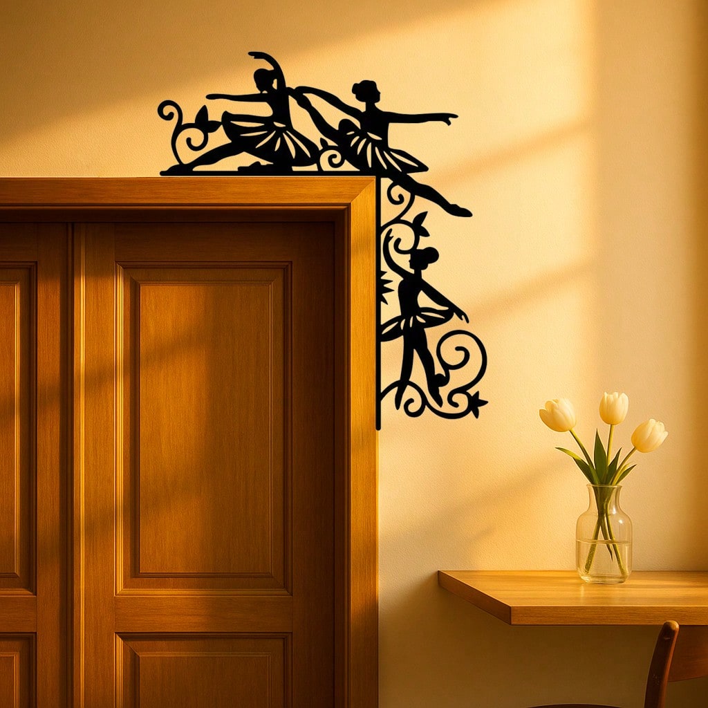 1pc Metal Ballerina Decoration For Door Corner Decoration, Door Frame Corner Decoration Art Wall Art For Bedroom, Dance Studio, Yoga Studio, Suitable For Modern Home Decoration , Home Decoration , Room Decoration , Bedroom Decoration Main image