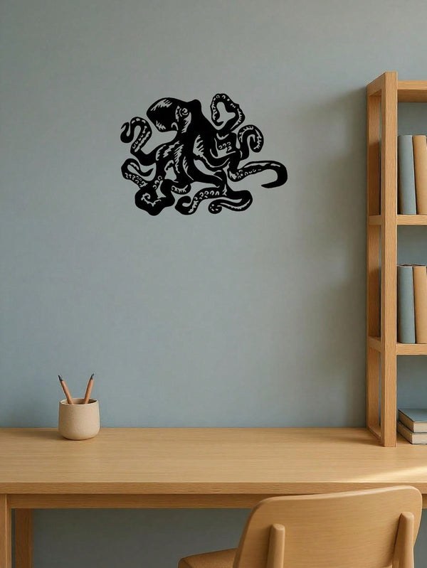 1 piece marine themed wall decoration - metal octopus ornament with matte finish. Suitable for bathroom and children's room decoration. Suitable for modern home decoration, home decoration, room decoration, bedroom decoration