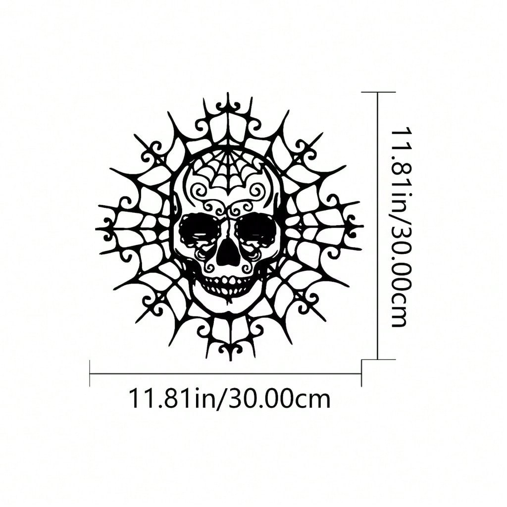 1PC Gothic Halloween Skull Metal Wall Art - Vintage Chic Decor for Kids' Room, Nursery, Living Room & Bedroom - Durable Iron Hanging Ornament for Boys/Girls,Suitable for modern home decor, home decoration, room decor, bedroom decor, bathroom decor, waterp Secondary image