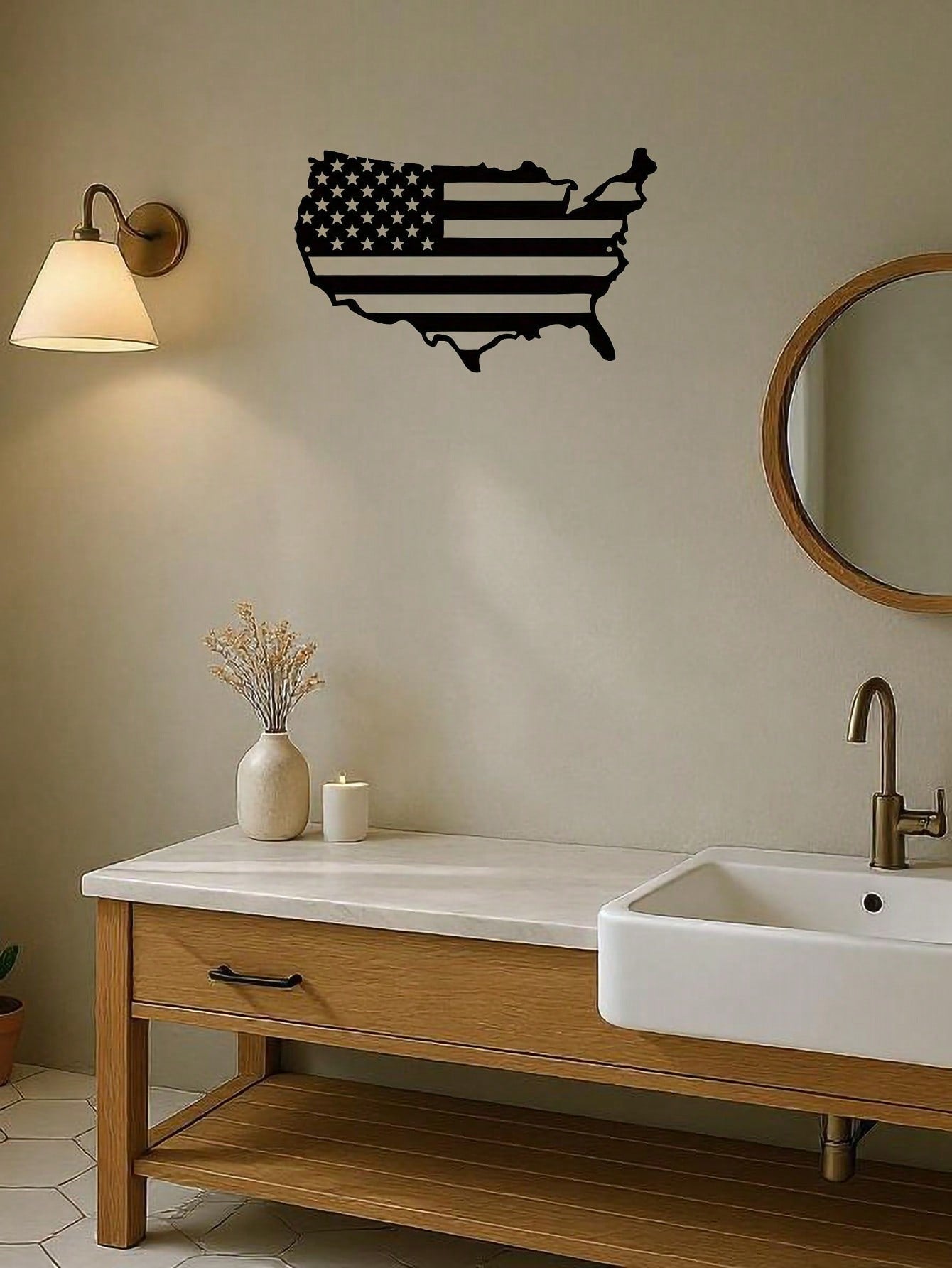 1 PC America Flag Metal Wall Art, United States Map Metal Wall Decor, Patriotic Wall Art America Map, American Flag, Us Map. Suitable For Modern Home Decor, Home Decoration
