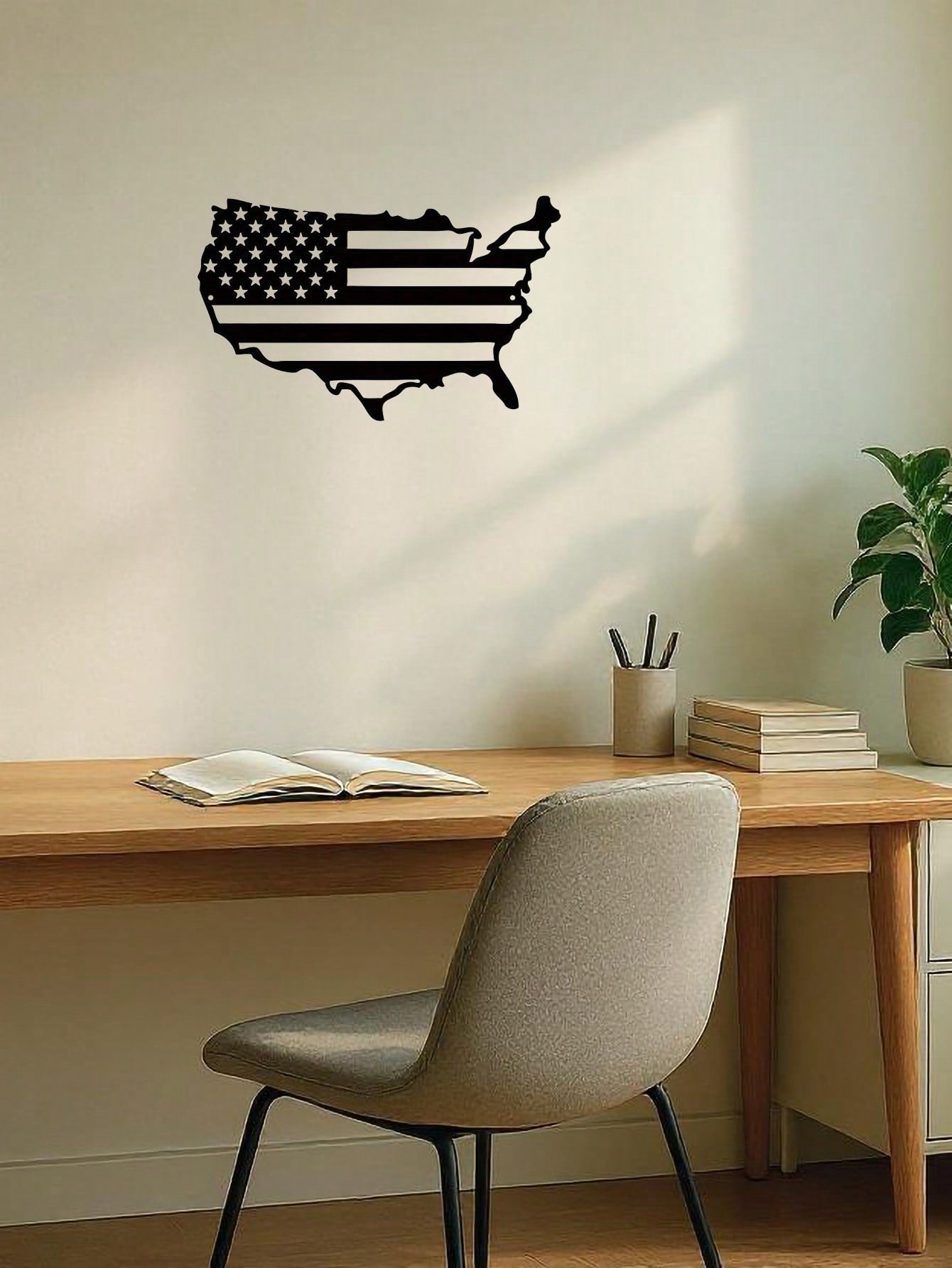 1 PC America Flag Metal Wall Art, United States Map Metal Wall Decor, Patriotic Wall Art America Map, American Flag, Us Map. Suitable For Modern Home Decor, Home Decoration