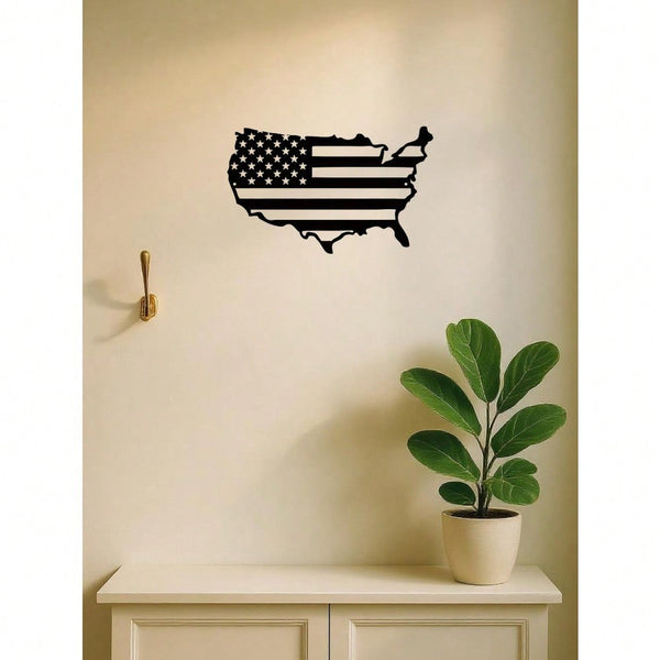 1 PC America Flag Metal Wall Art, United States Map Metal Wall Decor, Patriotic Wall Art America Map, American Flag, Us Map. Suitable For Modern Home Decor, Home Decoration