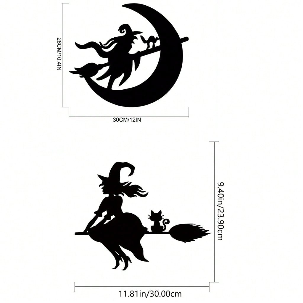 Mysterious Witch Dancing With Butterflies Metal Wall Decoration. Elegant Black Finish, Perfect For Halloween And Year-Round Decoration. Adds A Charming Gothic Atmosphere To Any Space, Suitable For Modern Home Decoration, Family Decoration, Room Decoration Secondary image
