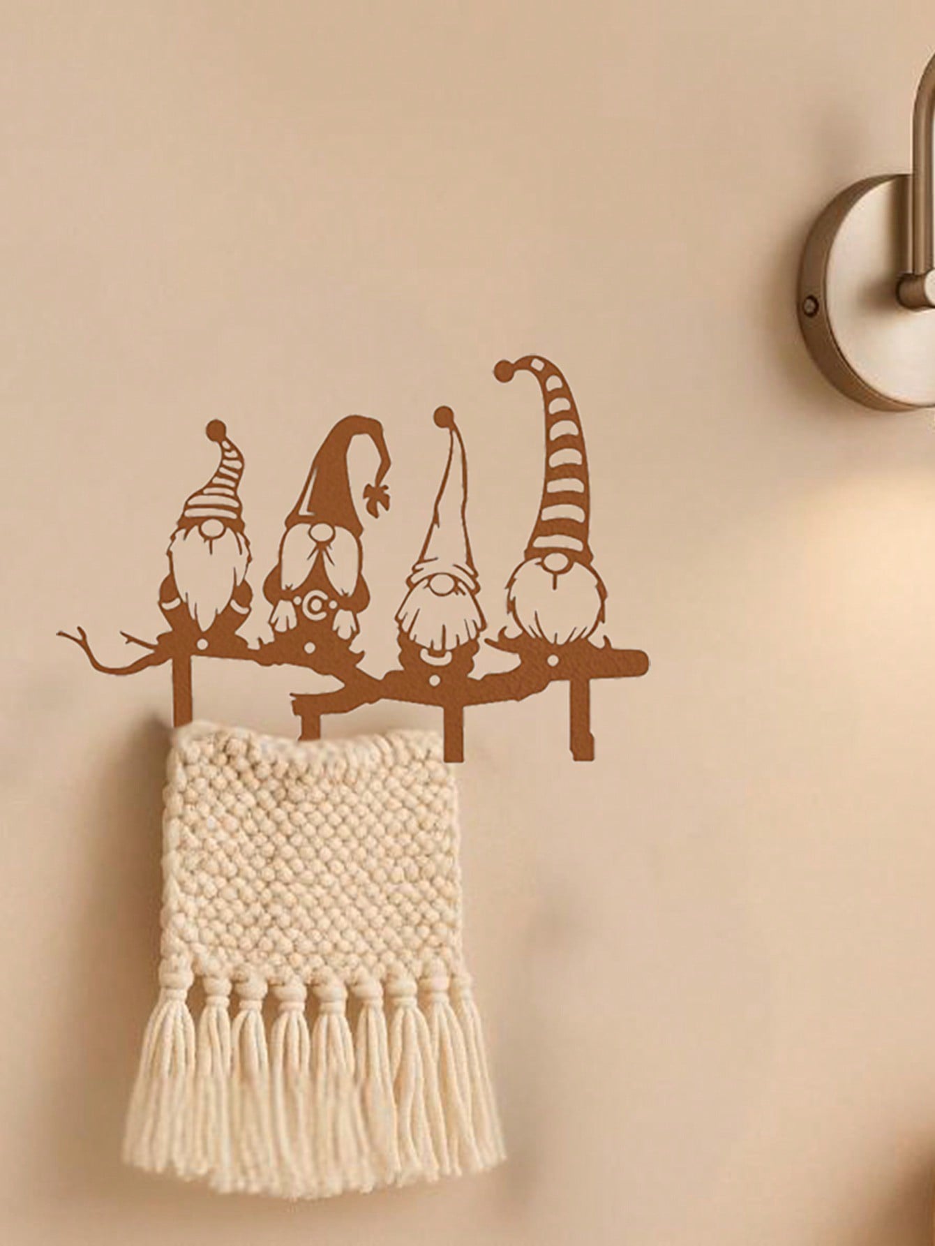 1pc Keychain Wall Art - Rustic 4 Hooks Rack With Mushroom And Mustache Pattern | Entryway Organizer, Distressed Rust. Suitable For Home Keys, Small Accessories, Wall Mounted Storage Rack, Wall Decoration, Suitable For Home And Holiday Decoration, Suitable Secondary image
