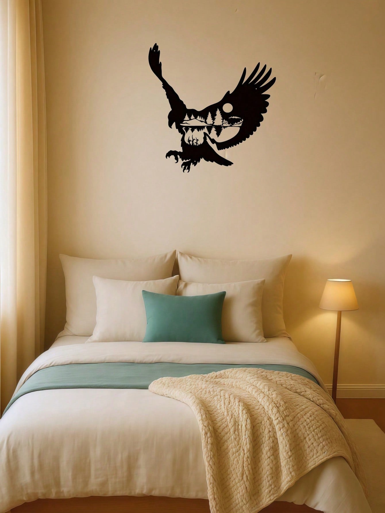 1 pc Savanna Eagle Metal Wall Art - Hand-Forged Iron Raptor Silhouette | Rust-Proof Safari Decor for Indoor/Outdoor, African Animal Eagle Iron Indoor and Outdoor Crafts Wall Decor, Perfect for Living Room Bedroom, Corridor Wall Decoration. Suitable for mo Main image
