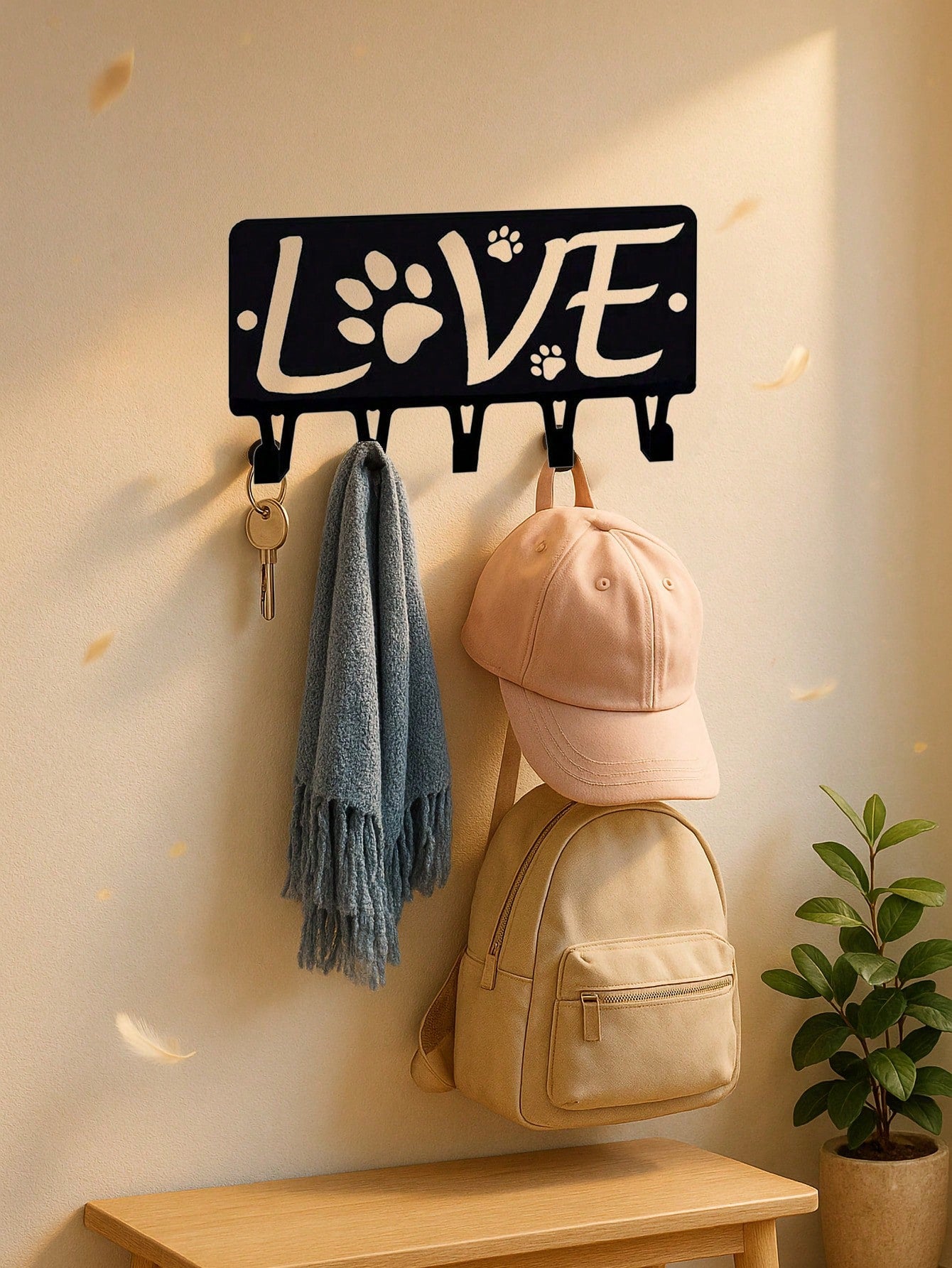 1 PC Purrposeful 'LIVE' Metal Hook,"LIVE" Metal Storage Hook, Suitable For Various Scenes Such As Entrance, Bedroom, Bathroom, Kitchen, Etc., Can Be Used To Hang Clothes, Bags, Towels, Kitchen Utensils, Etc. Categories: Metal Hooks, Storage Supplies