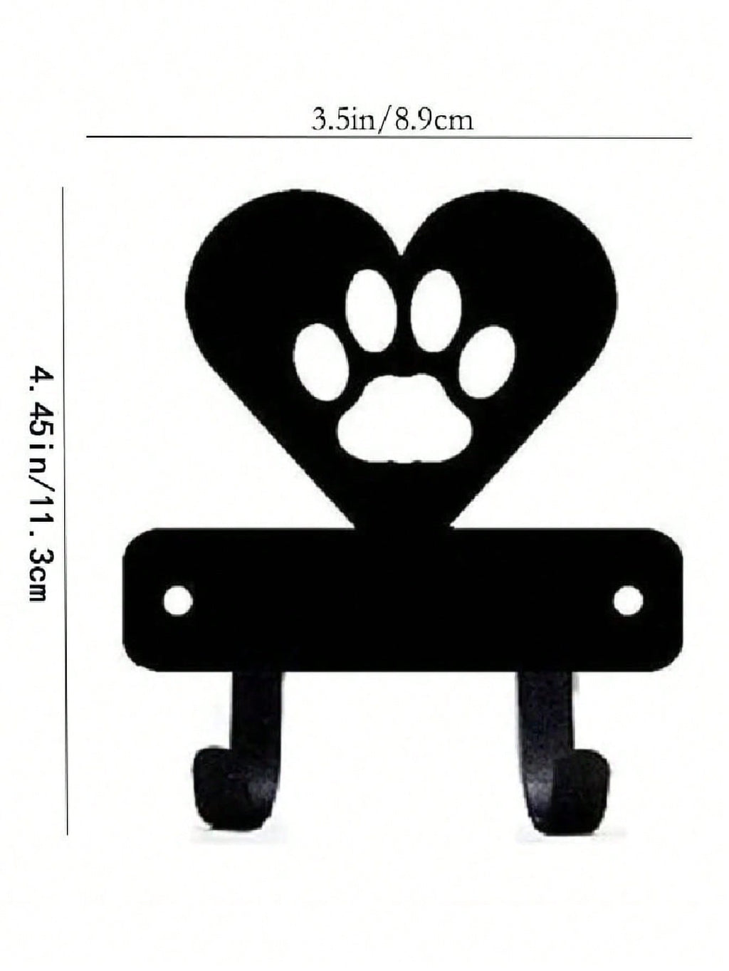 1 PC Black Wrought Iron Dog Paw And Heart Key Holder Wall Mount - Elegant Animal Themed Key Rack And Wall Decor Organizer For Home And Entryway, Versatile Hooks For Keys, Leashes, Bags, And Accessories, Metal Mounting Design, Modern Rustic Accent For Livi
