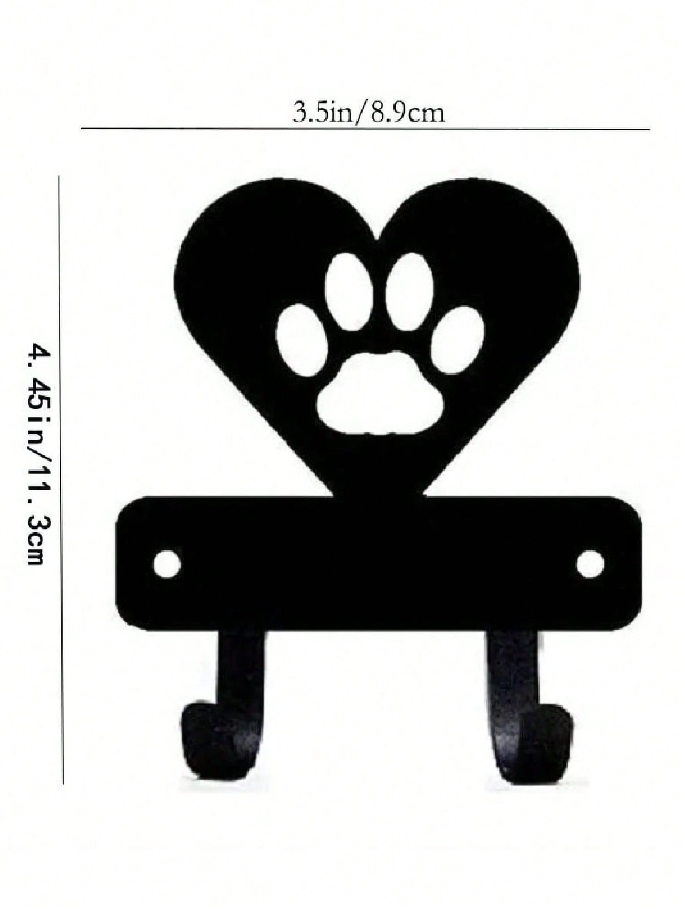 1 PC Black Wrought Iron Dog Paw And Heart Key Holder Wall Mount - Elegant Animal Themed Key Rack And Wall Decor Organizer For Home And Entryway, Versatile Hooks For Keys, Leashes, Bags, And Accessories, Metal Mounting Design, Modern Rustic Accent For Livi