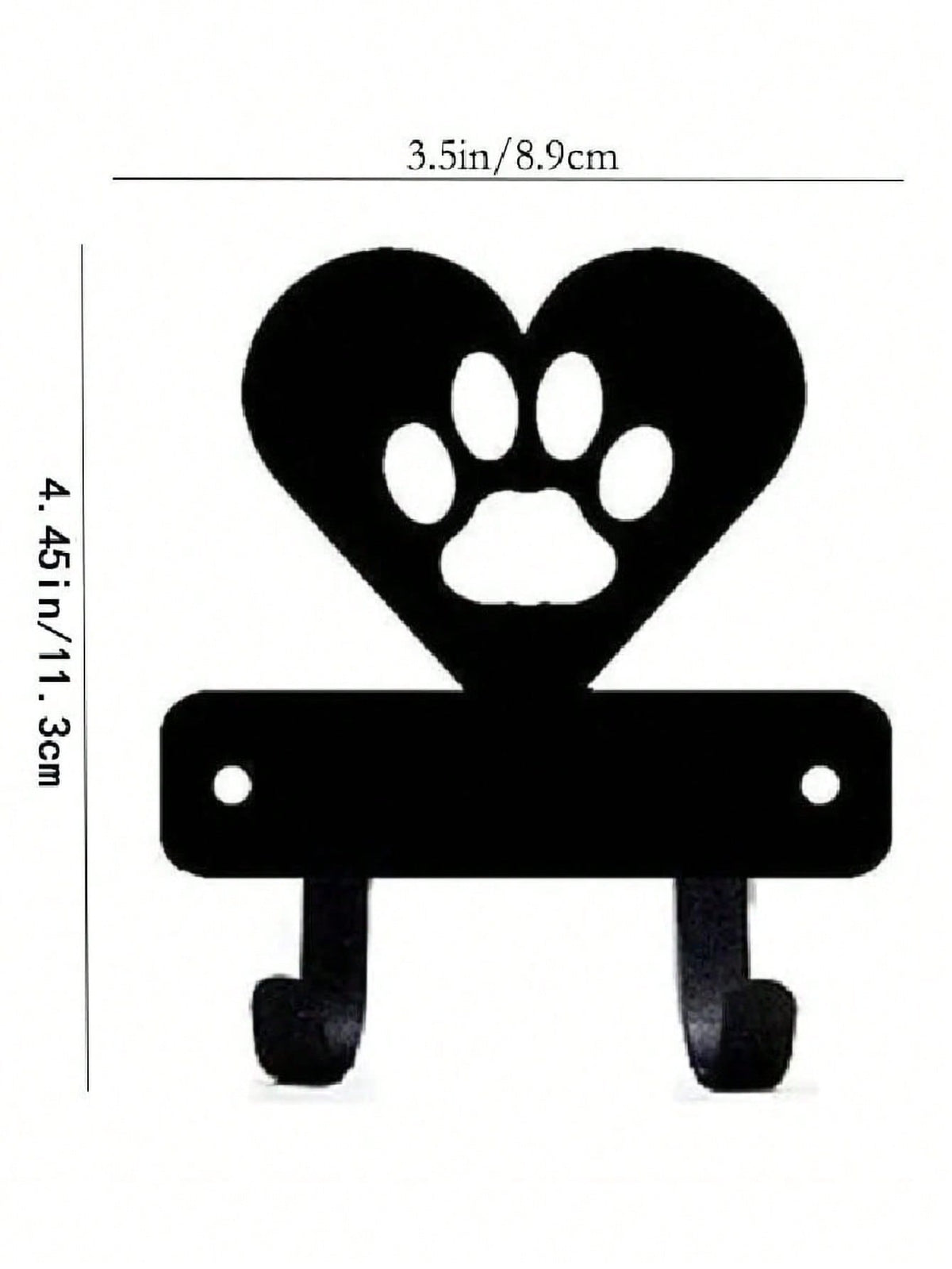 1 PC Black Wrought Iron Dog Paw And Heart Key Holder Wall Mount - Elegant Animal Themed Key Rack And Wall Decor Organizer For Home And Entryway, Versatile Hooks For Keys, Leashes, Bags, And Accessories, Metal Mounting Design, Modern Rustic Accent For Livi