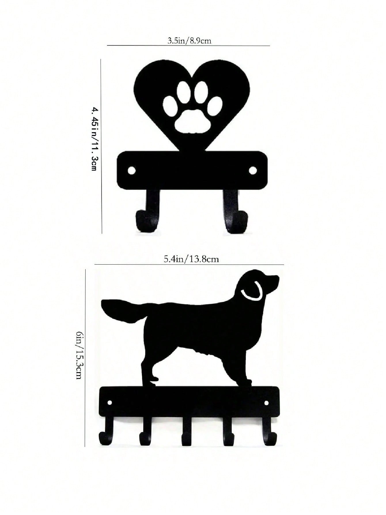 1 PC Black Wrought Iron Dog Paw And Heart Key Holder Wall Mount - Elegant Animal Themed Key Rack And Wall Decor Organizer For Home And Entryway, Versatile Hooks For Keys, Leashes, Bags, And Accessories, Metal Mounting Design, Modern Rustic Accent For Livi