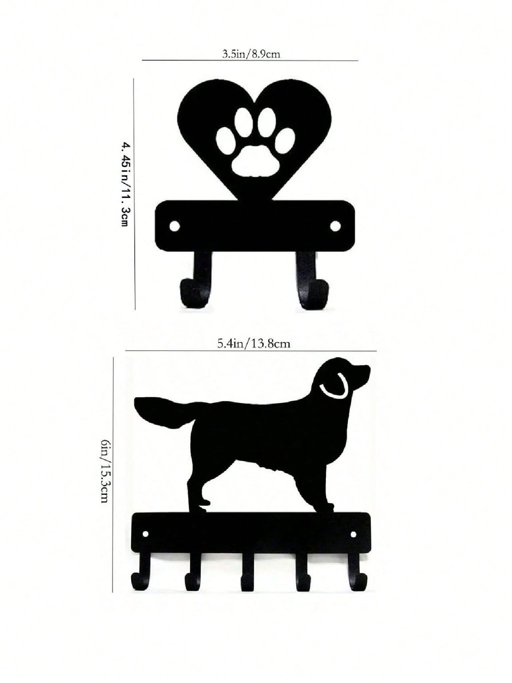 1 PC Black Wrought Iron Dog Paw And Heart Key Holder Wall Mount - Elegant Animal Themed Key Rack And Wall Decor Organizer For Home And Entryway, Versatile Hooks For Keys, Leashes, Bags, And Accessories, Metal Mounting Design, Modern Rustic Accent For Livi