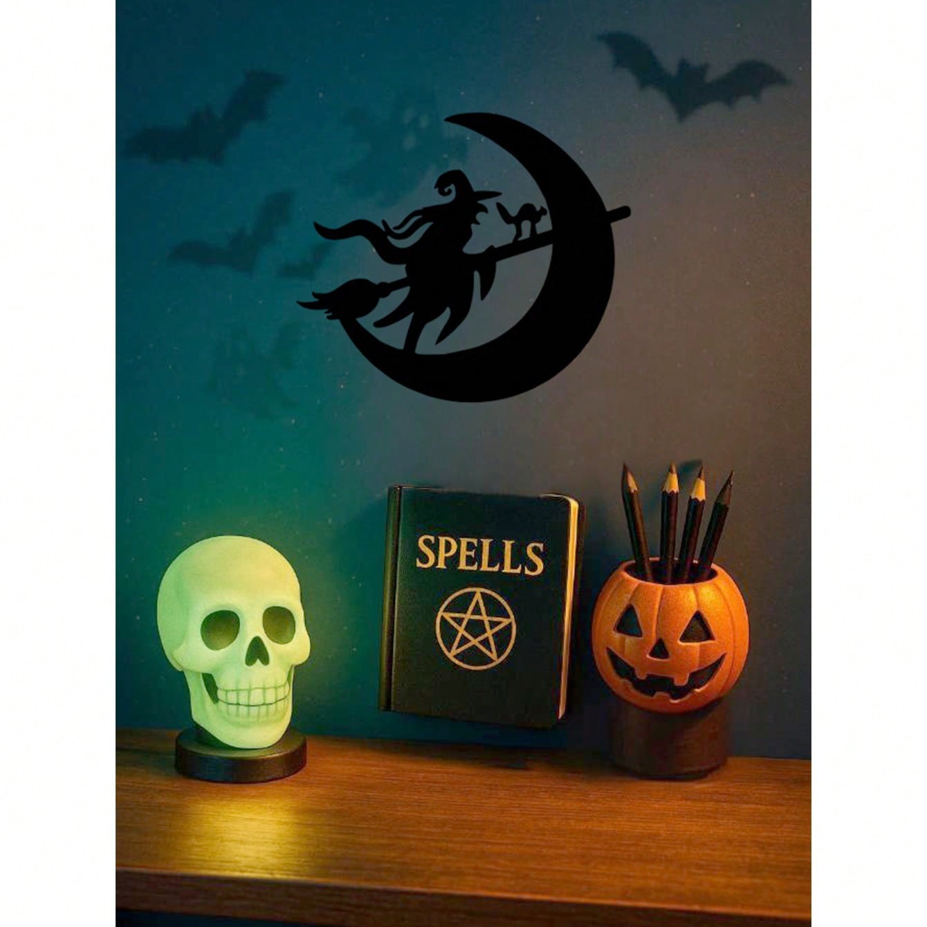 Enchant Your Space With This Exquisite Witch And Moon Metal Wall Art! Crafted With Intricate Details, This Stunning Decor Piece Adds Mystical Charm To Bedrooms, Studies, Or Any Living Area.