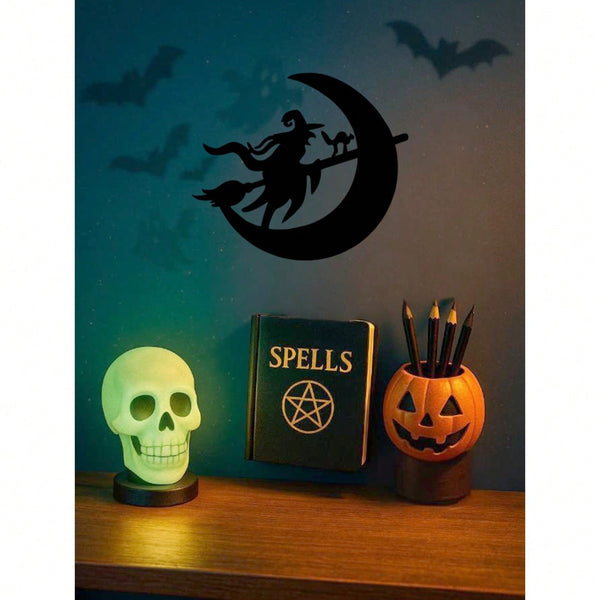 Enchant Your Space With This Exquisite Witch And Moon Metal Wall Art! Crafted With Intricate Details, This Stunning Decor Piece Adds Mystical Charm To Bedrooms, Studies, Or Any Living Area.