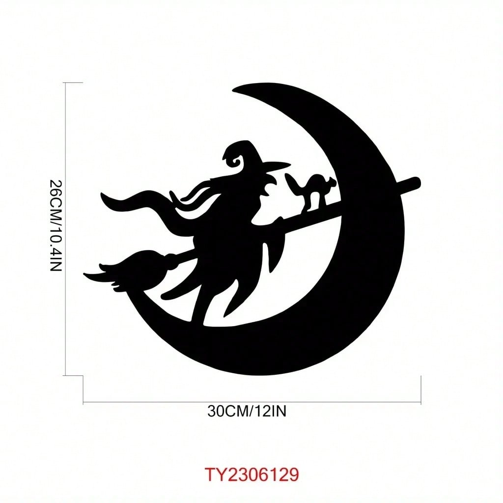 Enchant Your Space With This Exquisite Witch And Moon Metal Wall Art! Crafted With Intricate Details, This Stunning Decor Piece Adds Mystical Charm To Bedrooms, Studies, Or Any Living Area.