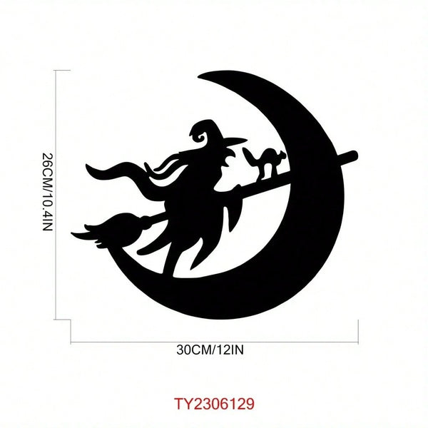 Enchant Your Space With This Exquisite Witch And Moon Metal Wall Art! Crafted With Intricate Details, This Stunning Decor Piece Adds Mystical Charm To Bedrooms, Studies, Or Any Living Area.