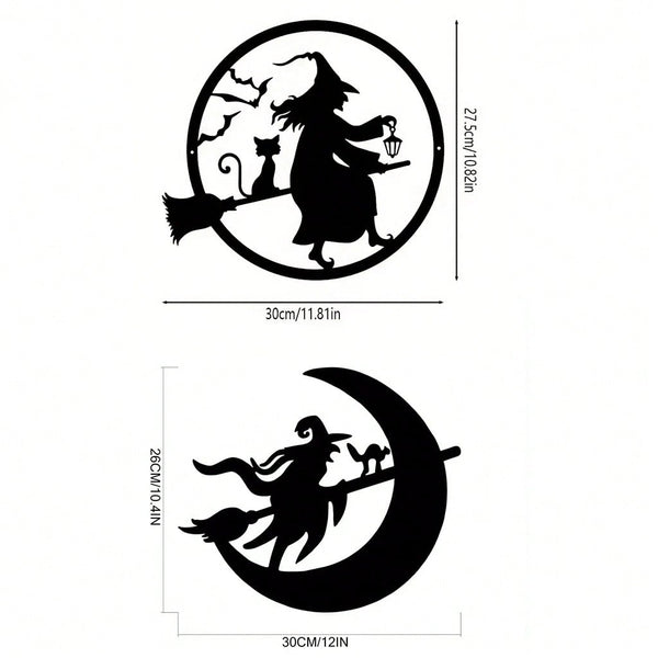 Enchant Your Space With This Exquisite Witch And Moon Metal Wall Art! Crafted With Intricate Details, This Stunning Decor Piece Adds Mystical Charm To Bedrooms, Studies, Or Any Living Area.