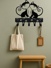 1 PC Cute Two Black Cats Featured Design Storage Rack Wall Rack With Wall Hook Keychain Cat Decorative Hook Hanger Iron Hook Wall Hanging Hook, Suitable For Modern Home Decor, Home Decoration